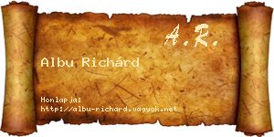 Albu Richárd névjegykártya